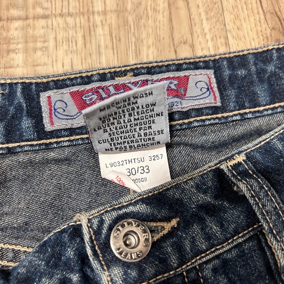 Vintage Silver Blue denim Flared Jeans western trendy 90’s y2k 70’s trendy - Picture 8 of 11